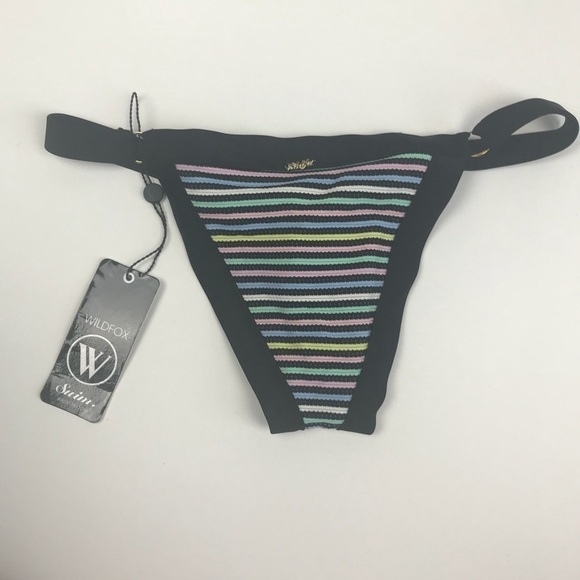Wildfox Striped Reversible Black Bikini Bottom XS - Picture 4 of 4